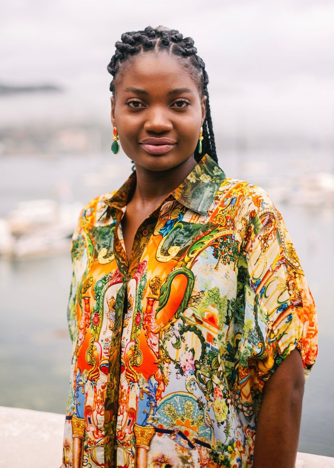 Athina blouse in Emerald & gold