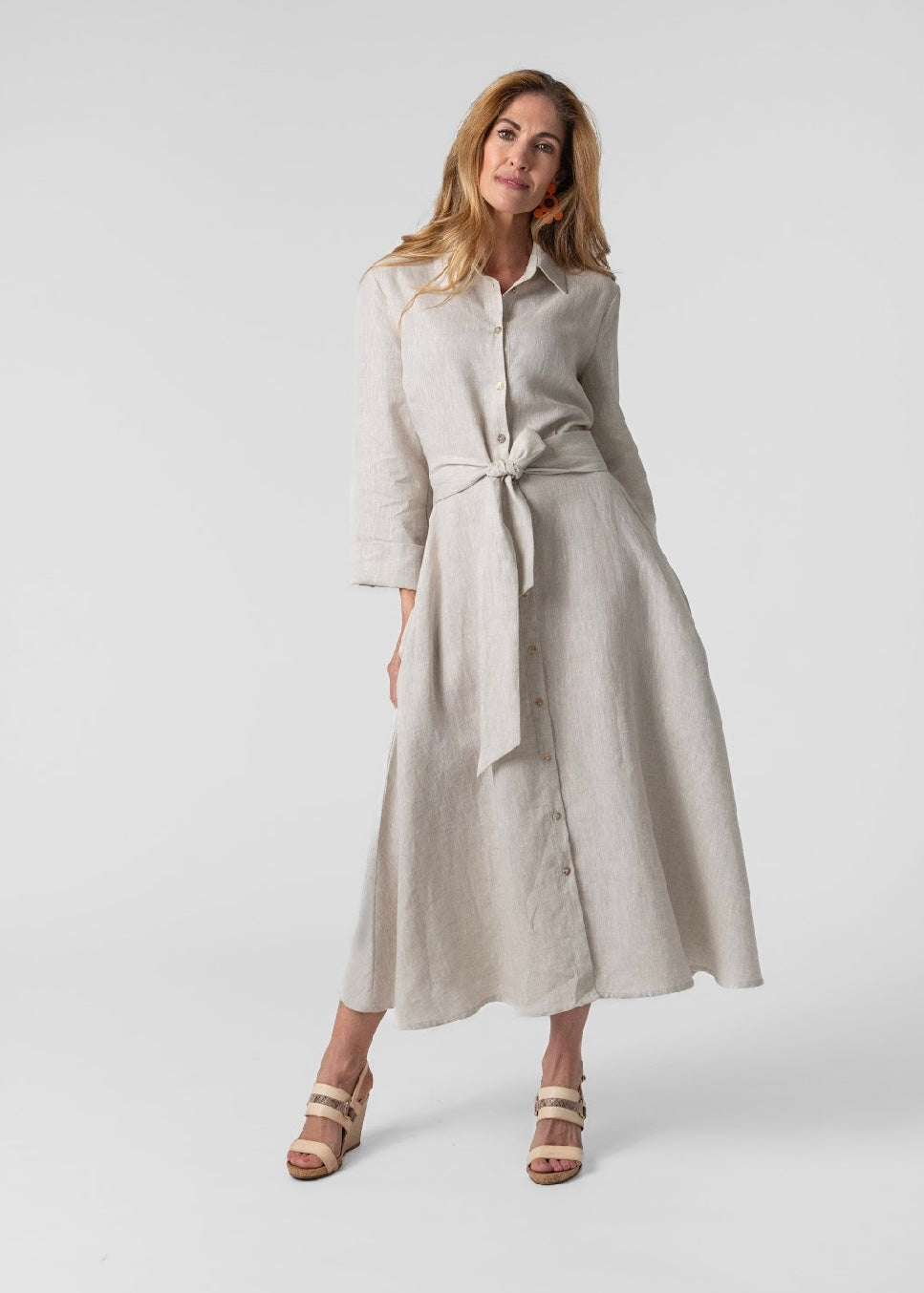 J-LO Dress, Natural 100% Stone Linen