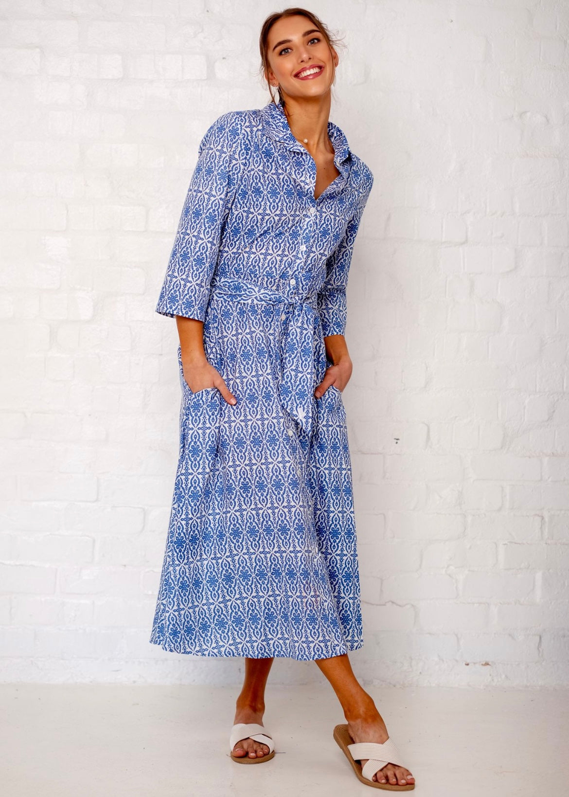 J-Lo dress, Blue and White Motif