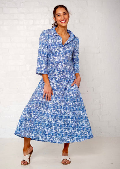 J-Lo dress, Blue and White Motif