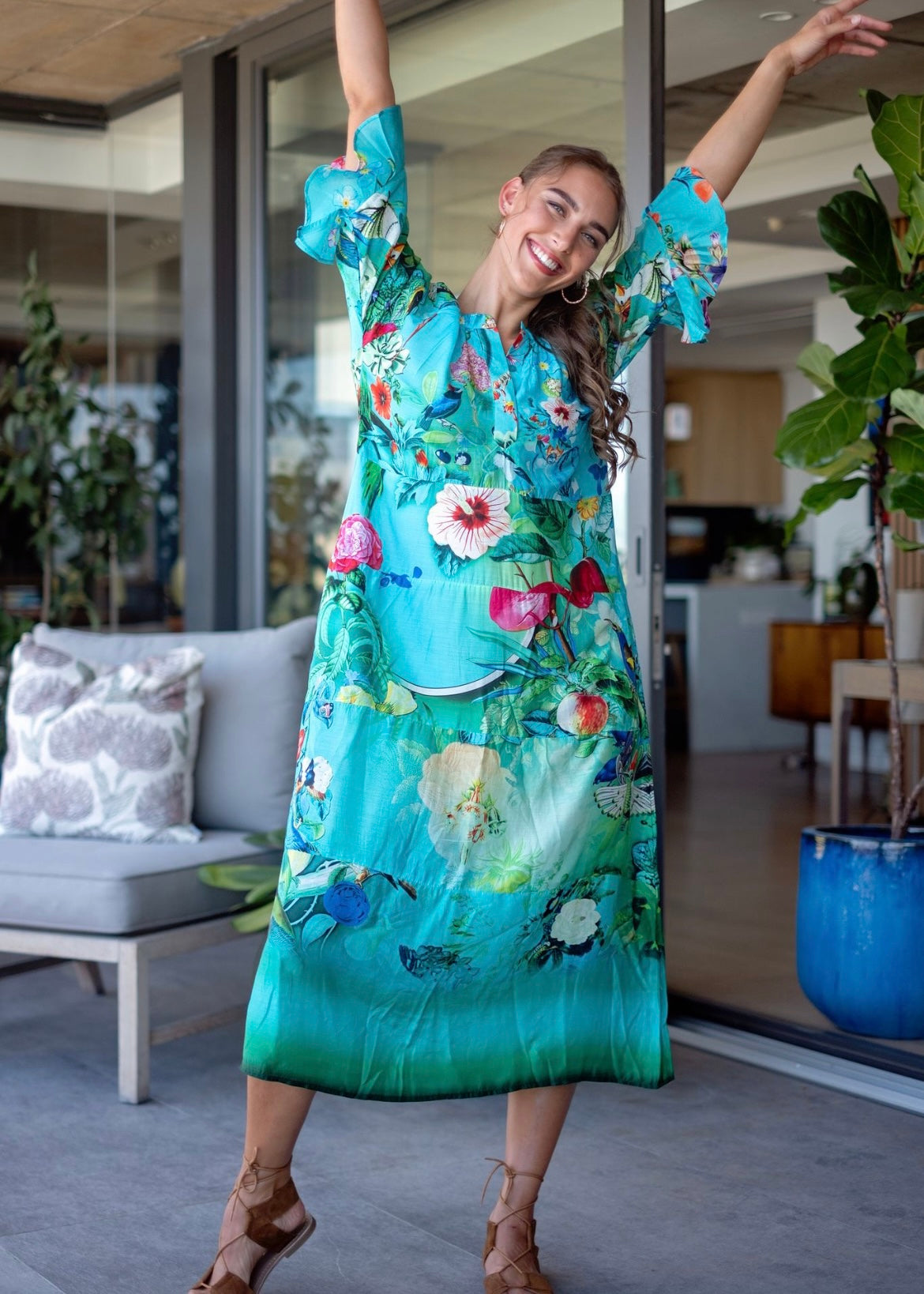 Jubilee Dress in Turquoise Floral