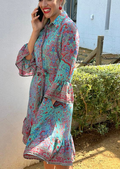 Jewel Dress, Turquoise & red