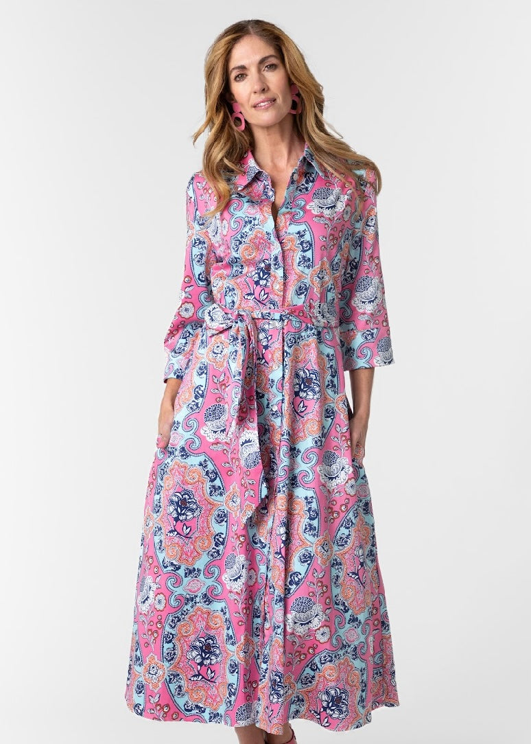 J-LO Dress, Pink & blue paisley