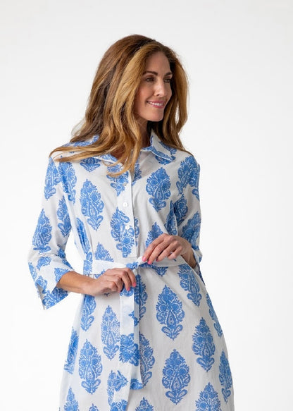 Gaby shirt dress in Blue & white