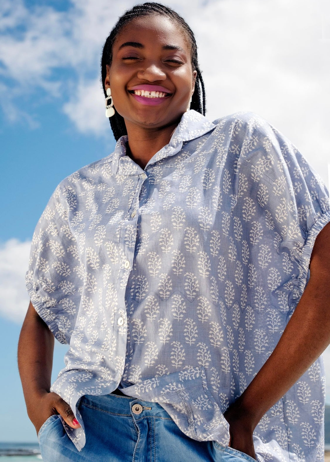 Athina blouse, Grey & White
