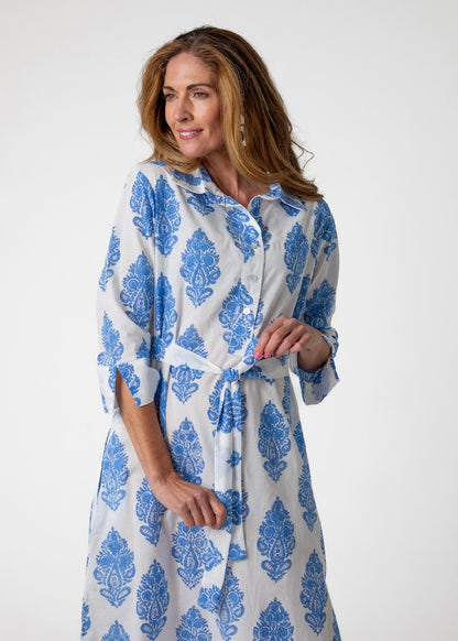 Gaby shirt dress in Blue & white