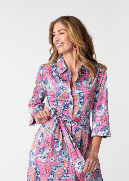 J-LO Dress, Pink & blue paisley
