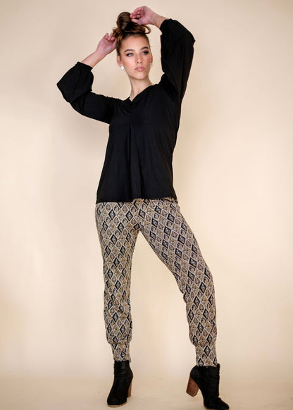 Taupe and Grey Terry Cuffed Pants