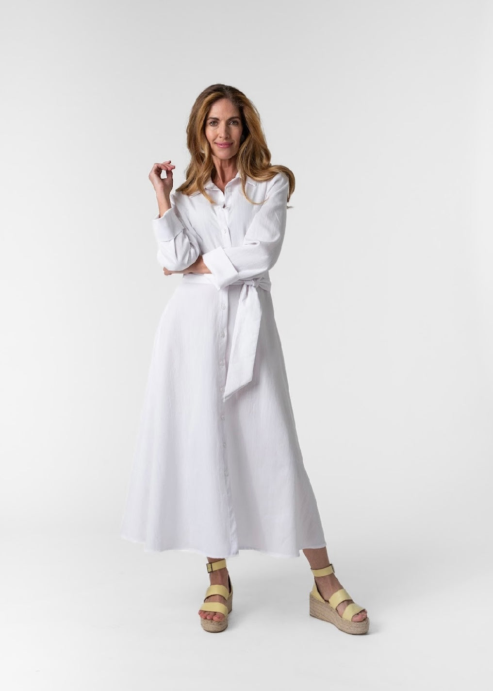 J-LO Dress, White rayon linen