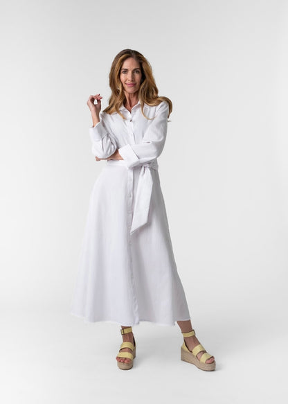 J-LO Dress, White rayon linen