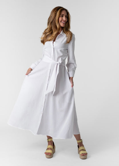 J-LO Dress, White rayon linen
