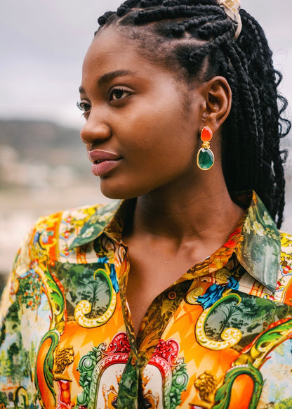 Athina blouse in Emerald & gold