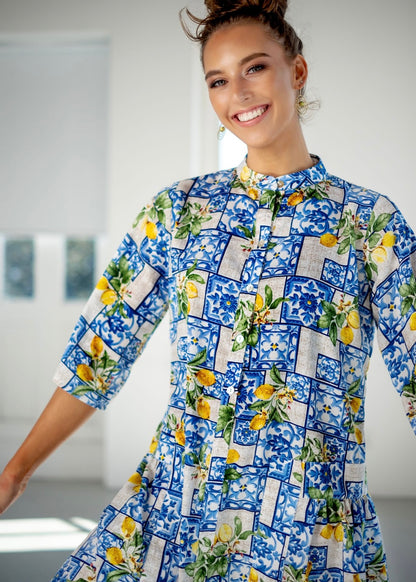 Annabel Dress in Lemon Tile