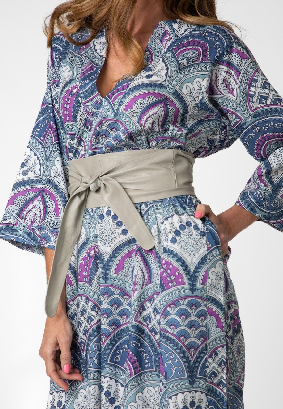 Tunic dress in Purple & blue bold