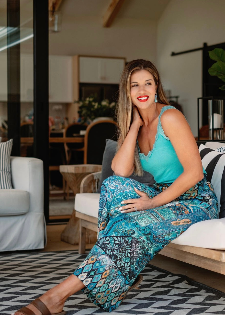 Mykonos Pants, Blue ethnic