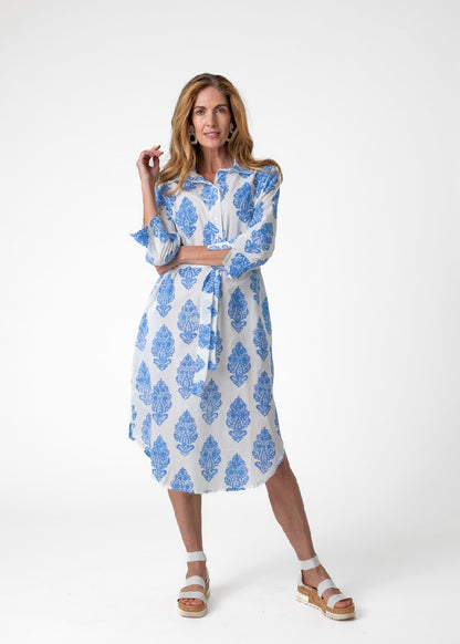 Gaby shirt dress in Blue & white