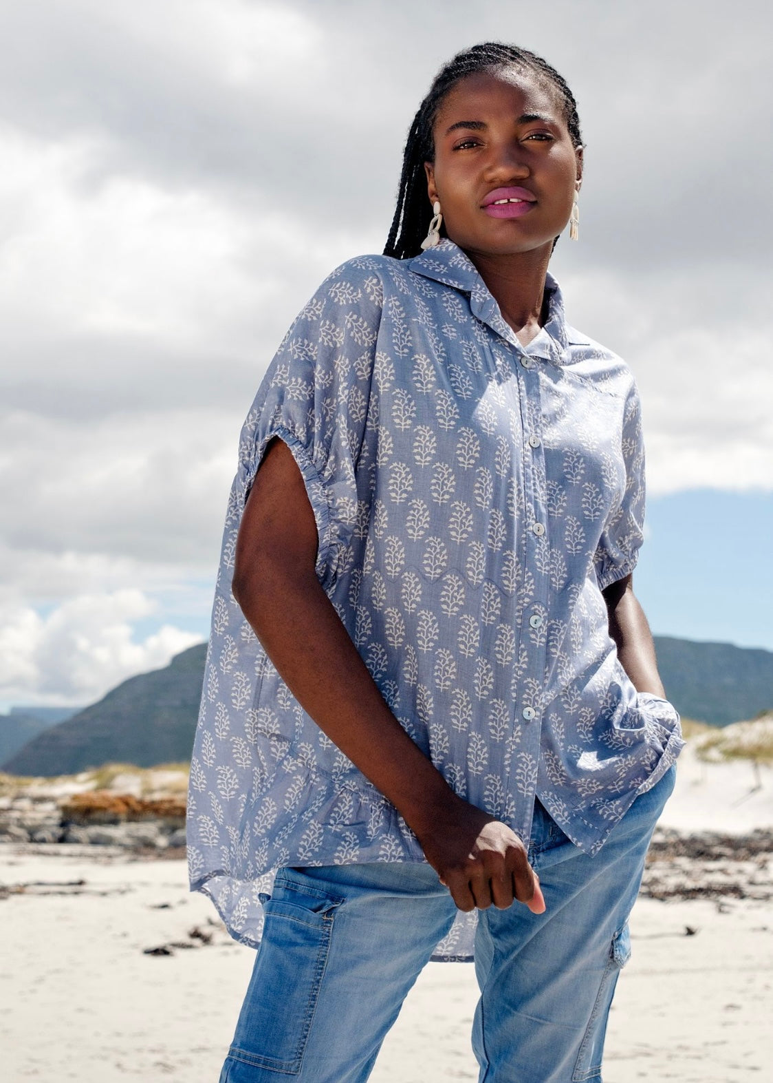 Athina blouse, Grey & White
