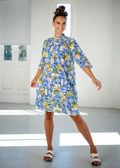 Annabel Dress in Lemon Tile