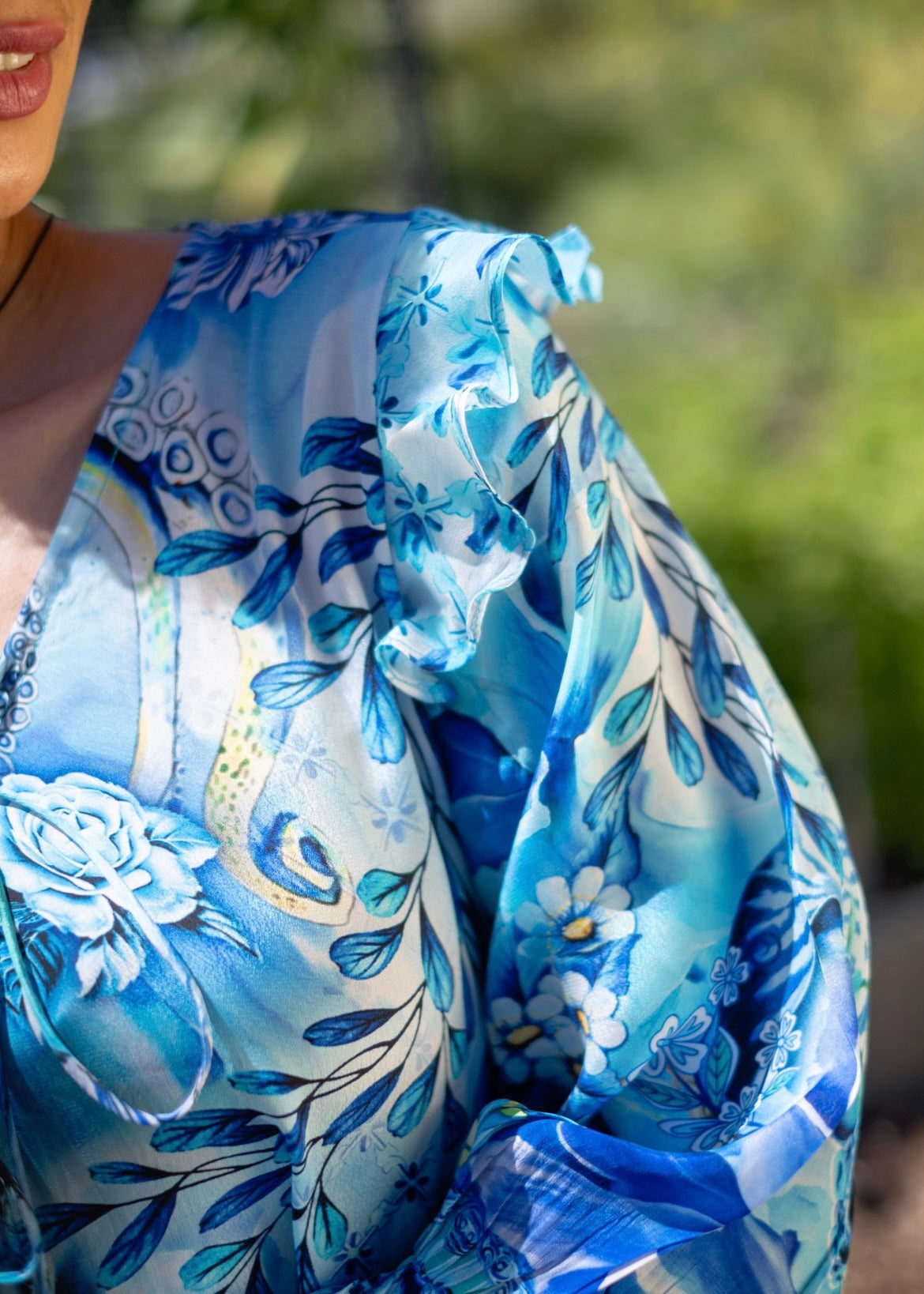 Shelley Frill Dress in Blue Iris