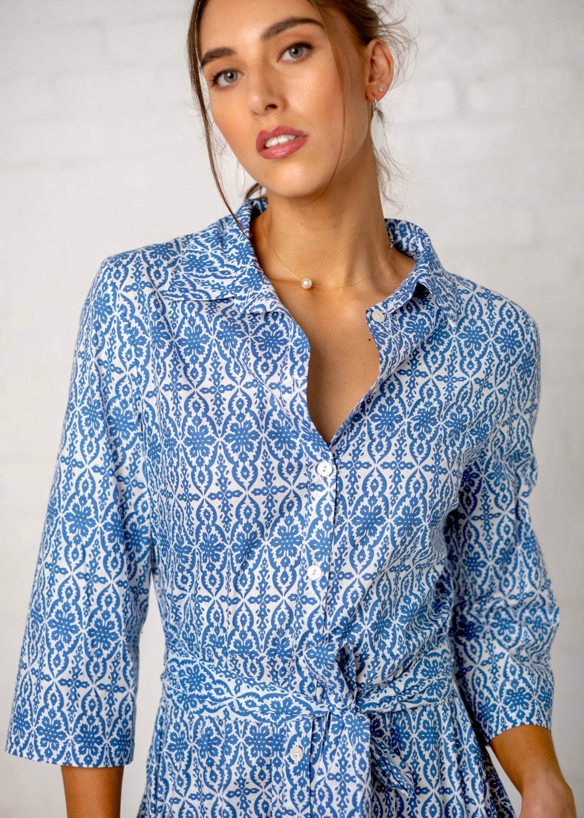 J-Lo dress, Blue and White Motif