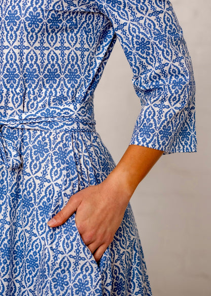 J-Lo dress, Blue and White Motif
