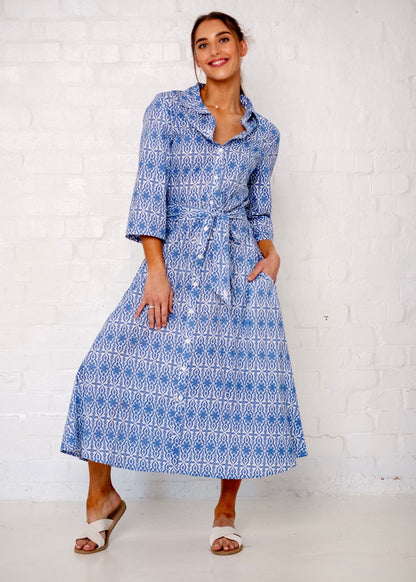 J-Lo dress, Blue and White Motif
