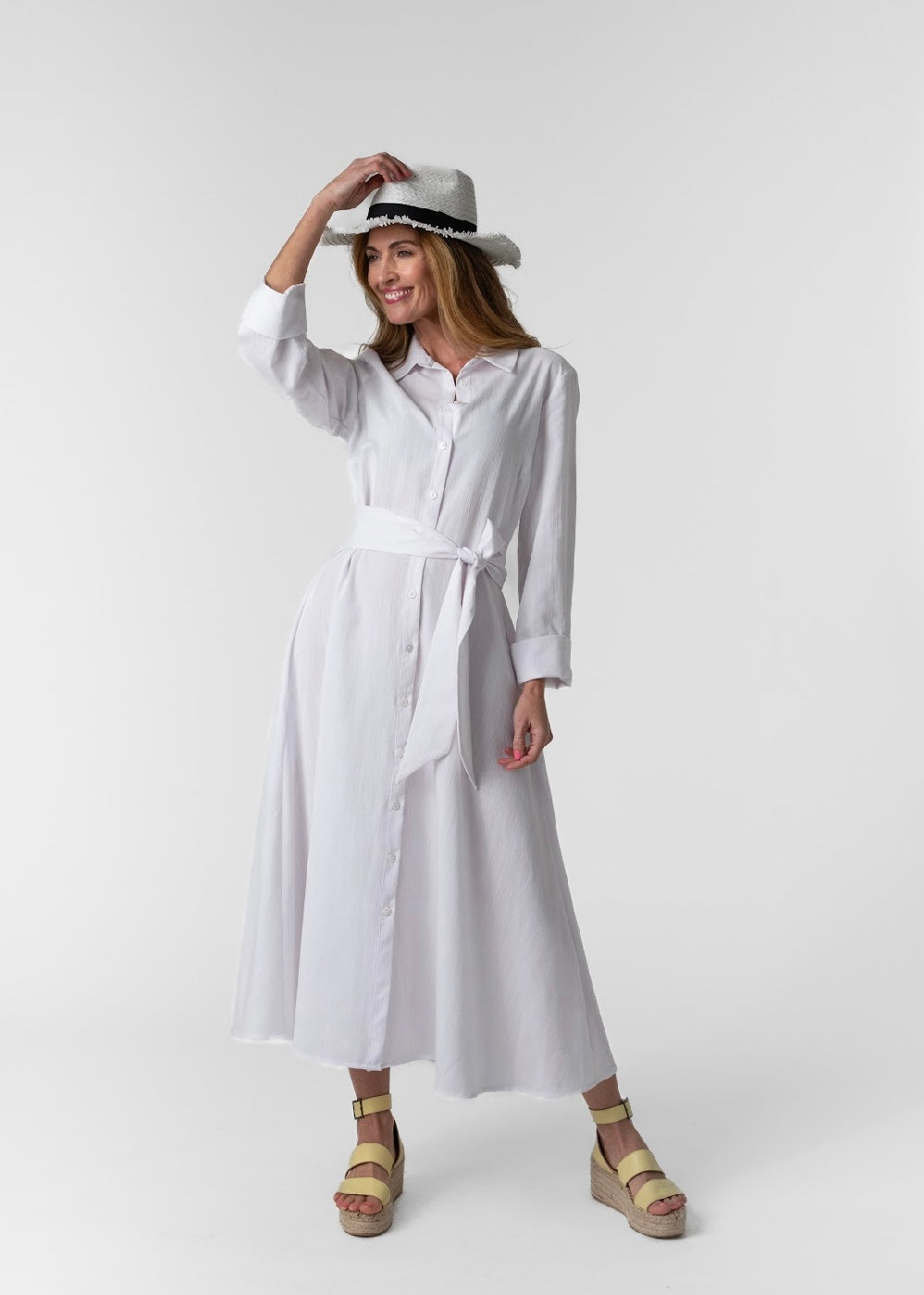 J-LO Dress, White rayon linen