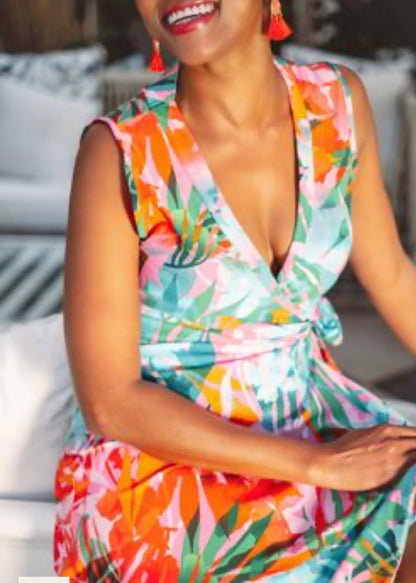 Frill Short wrap Dress, Multicolour