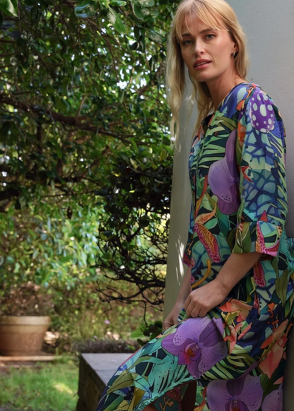 Fergie Cuffed Sleeve  Dress,  Purple Iris