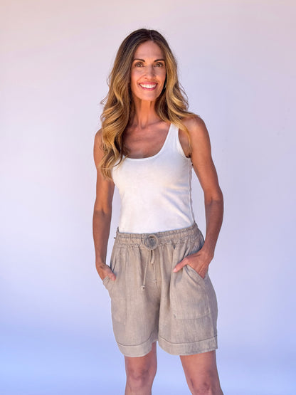 La Vita Linen Shorts – Stone