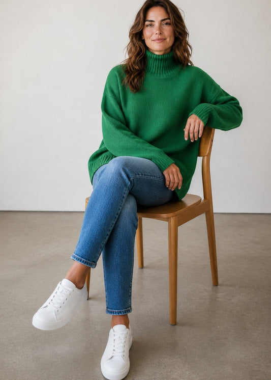 Urban Cozi High Turtleneck Collar in Emerald