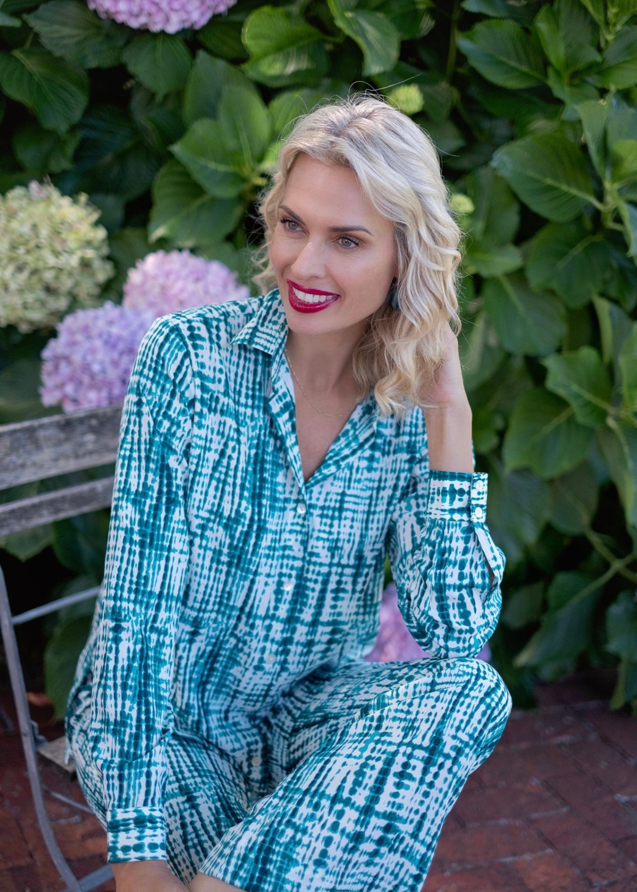 Pant suit, Emerald & white tie dye Iconic Designs Shop