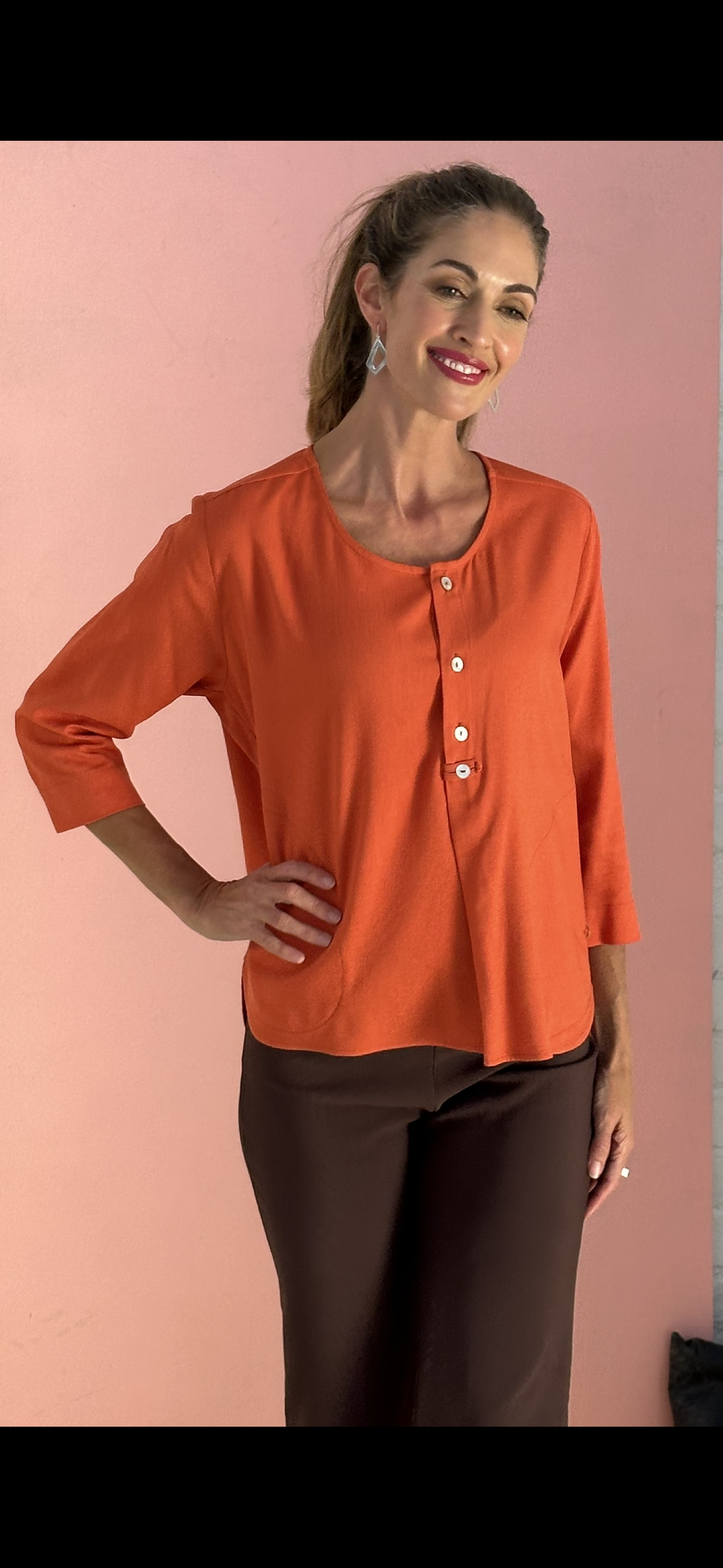 Boxy top, Rust linen
