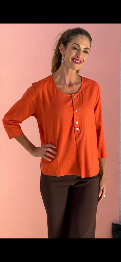 Boxy top, Rust linen