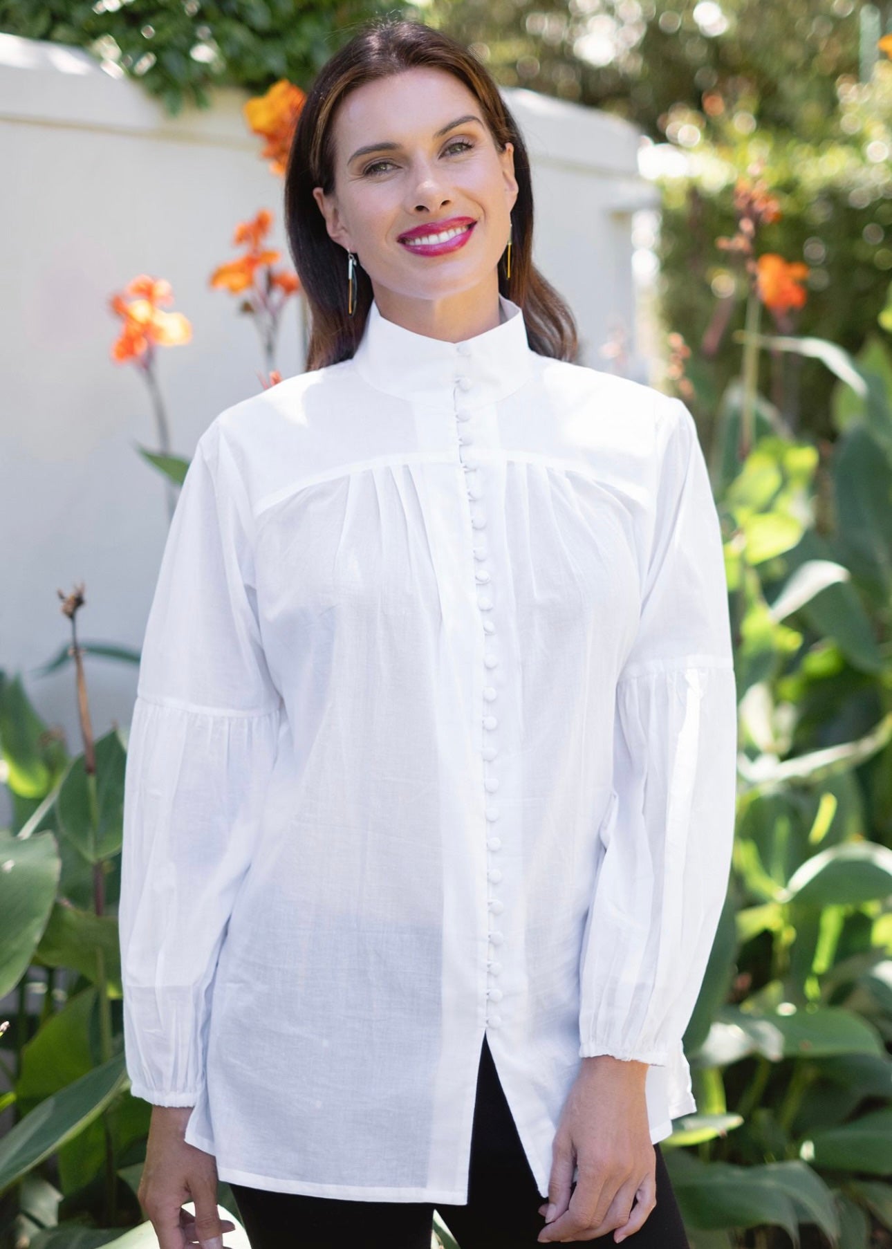 Tiffany blouse, White cotton – Iconic Designs Shop