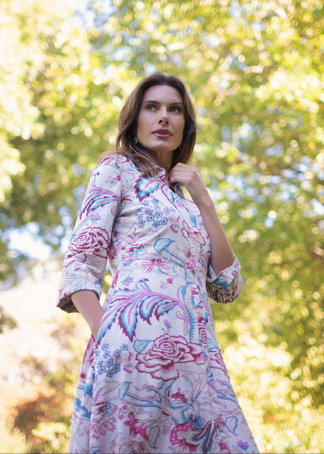 J-LO Dress, Pink & turquoise bold floral