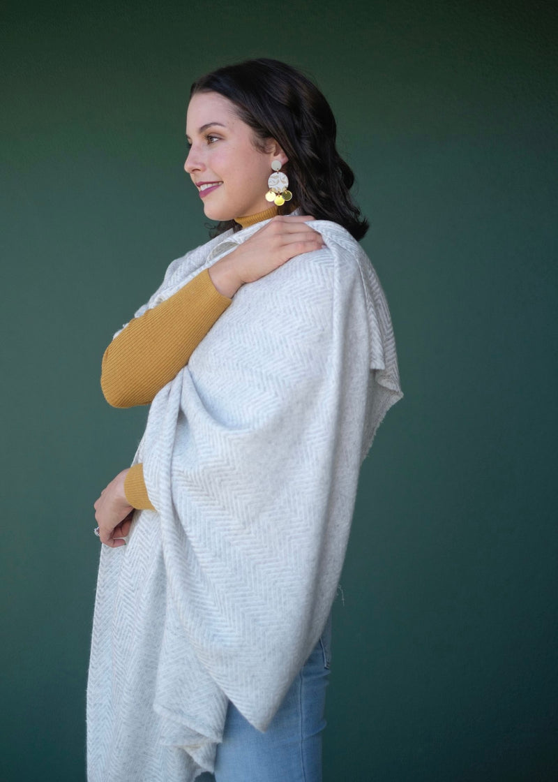Shawl, Luxe cream cashmere & wool blend