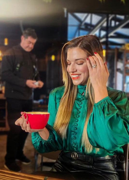 Tiffany blouse, Emerald silk blend
