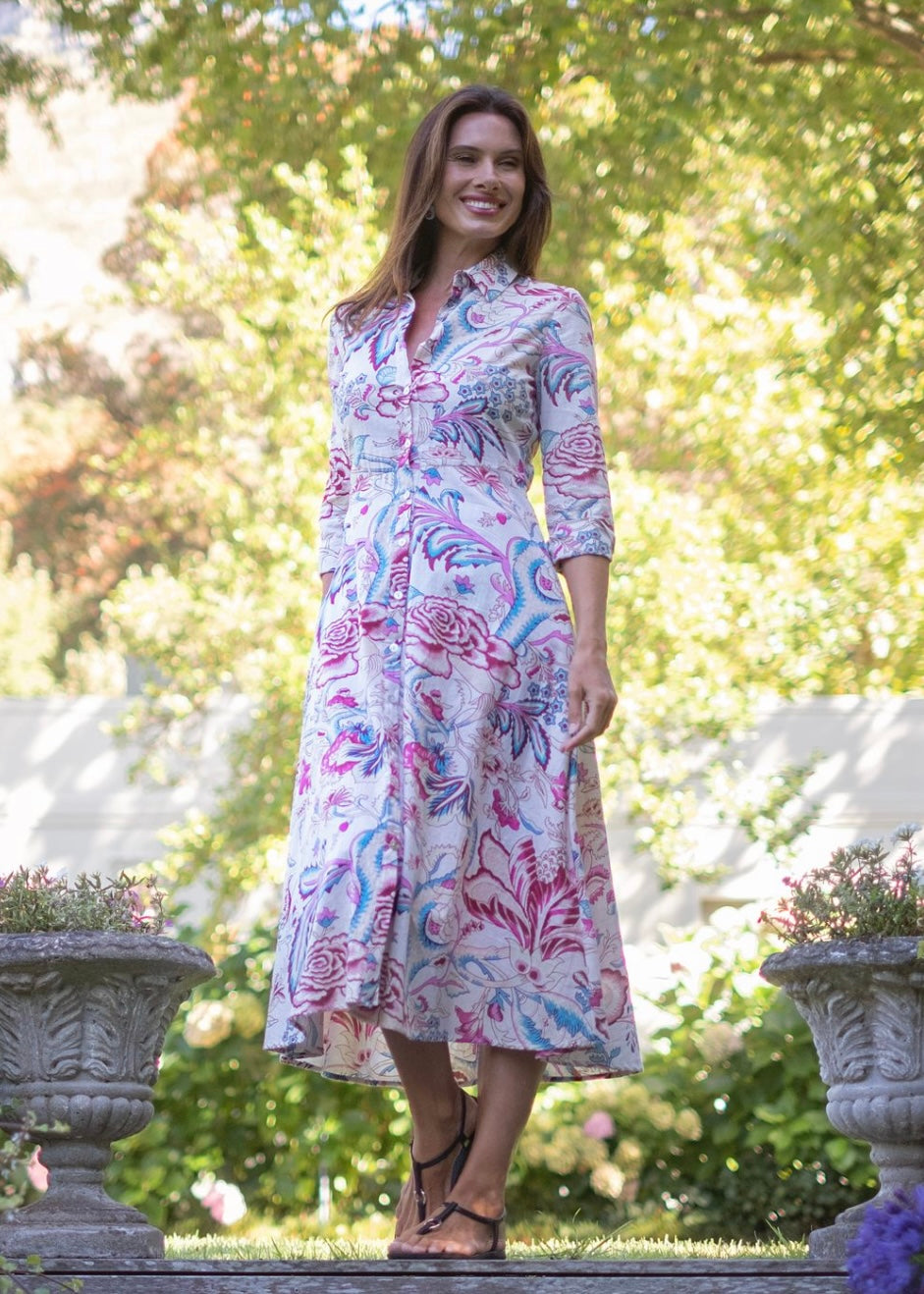 J-LO Dress, Pink & turquoise bold floral