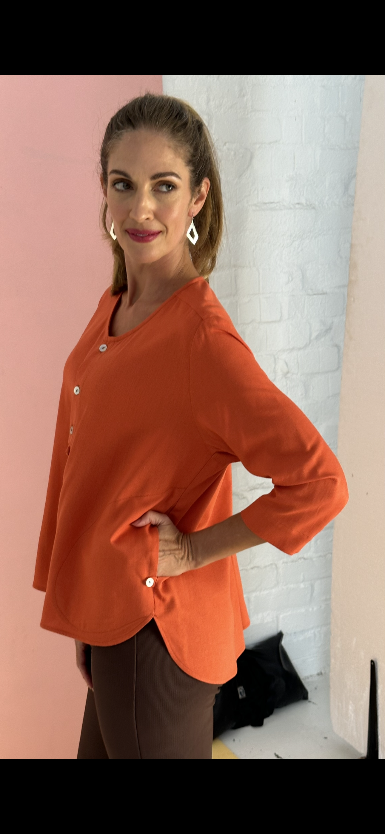 Boxy top, Rust linen