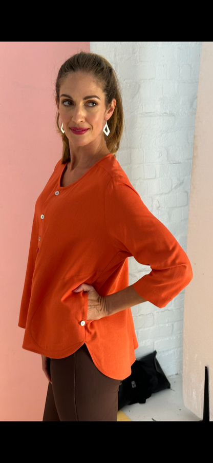 Boxy top, Rust linen