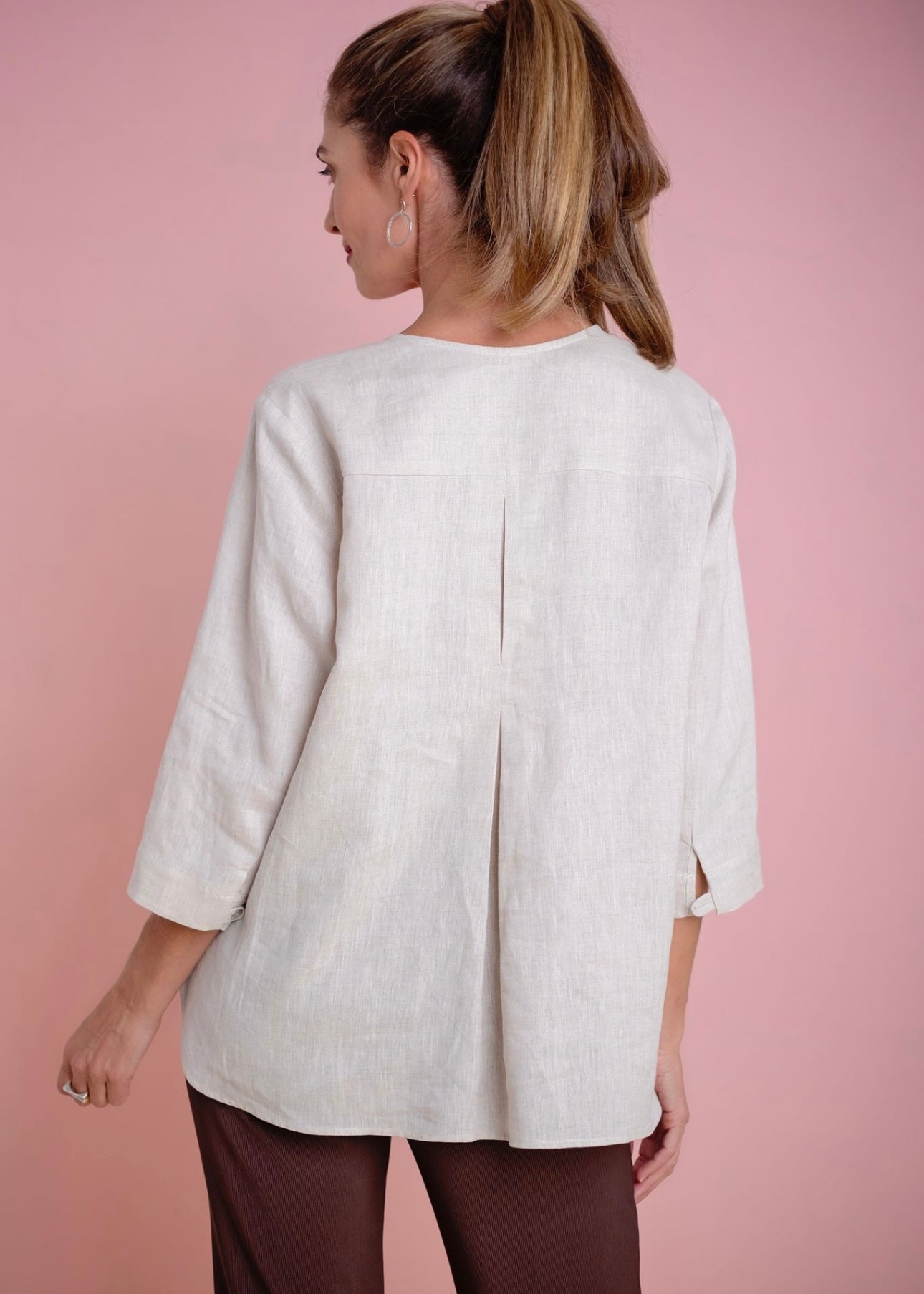 Boxy top, Stone linen