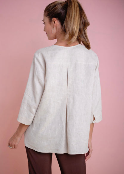 Boxy top, Stone linen