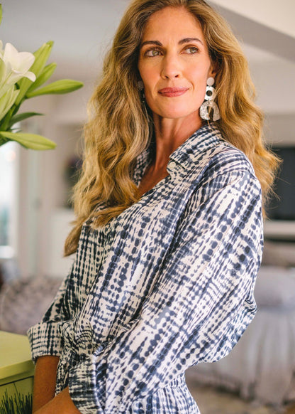 Pant suit, Grey & white tie dye