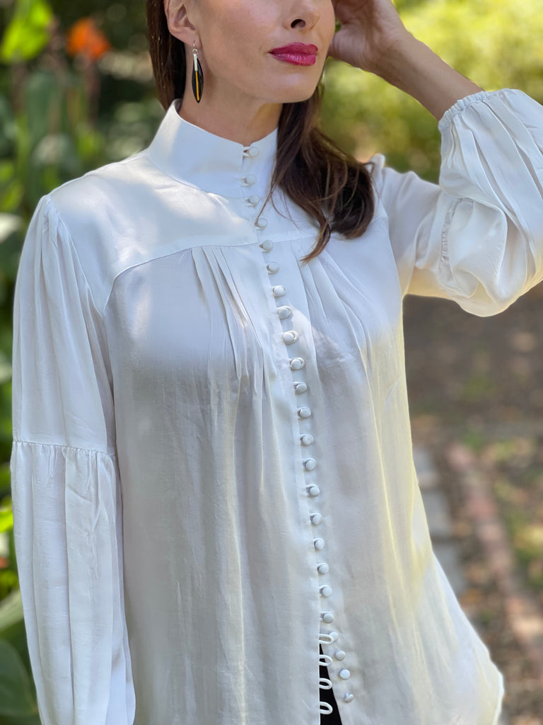Tiffany blouse, White silk blend