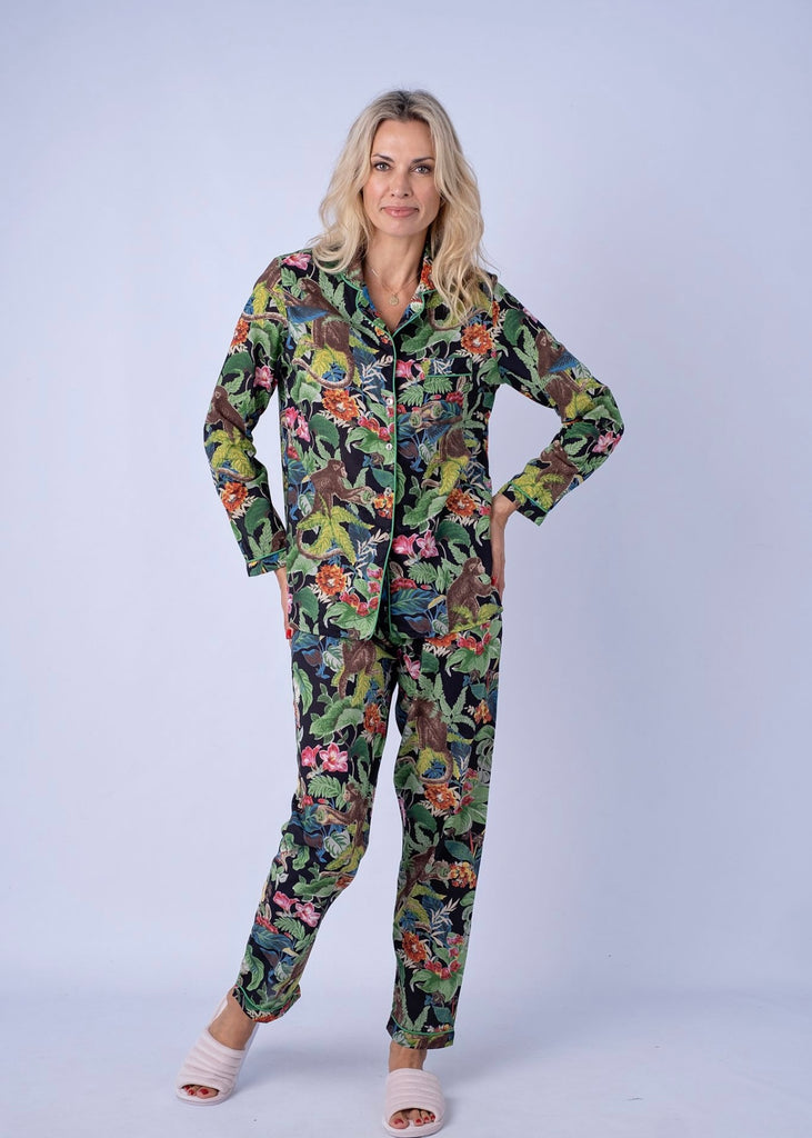 Long pyjama set, Floral monkey