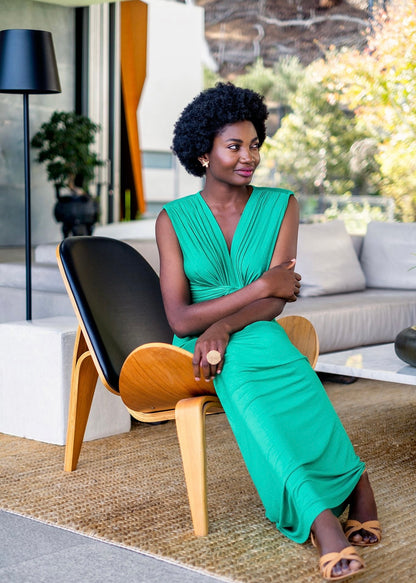 Paris knot dress , Long Emerald