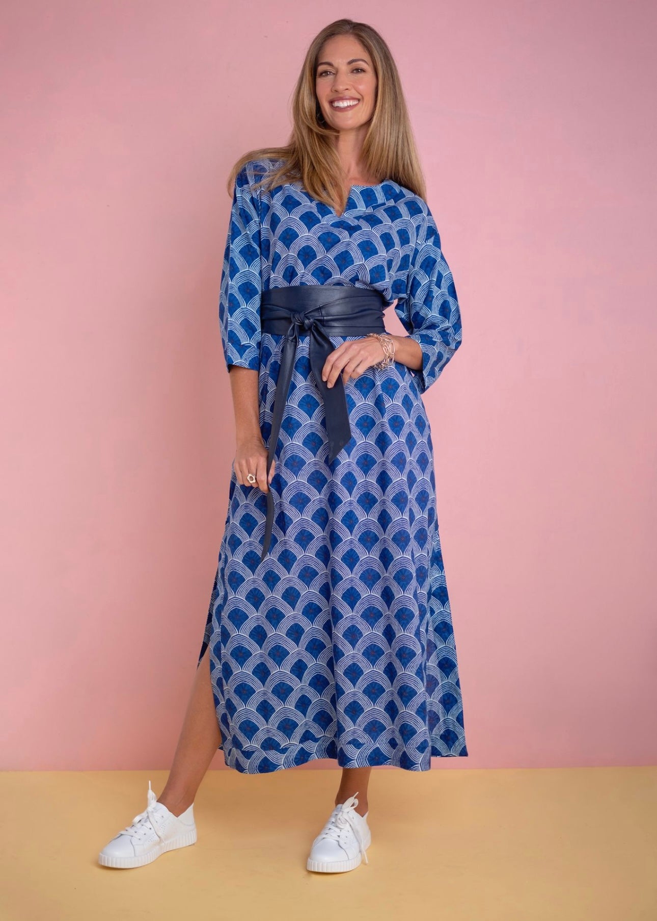 Tunic dress in Navy & white shell