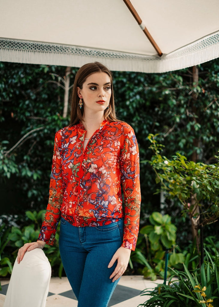 Mesh floral jacket deals