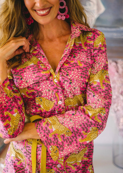 Betty Button dress,  Pink tiger
